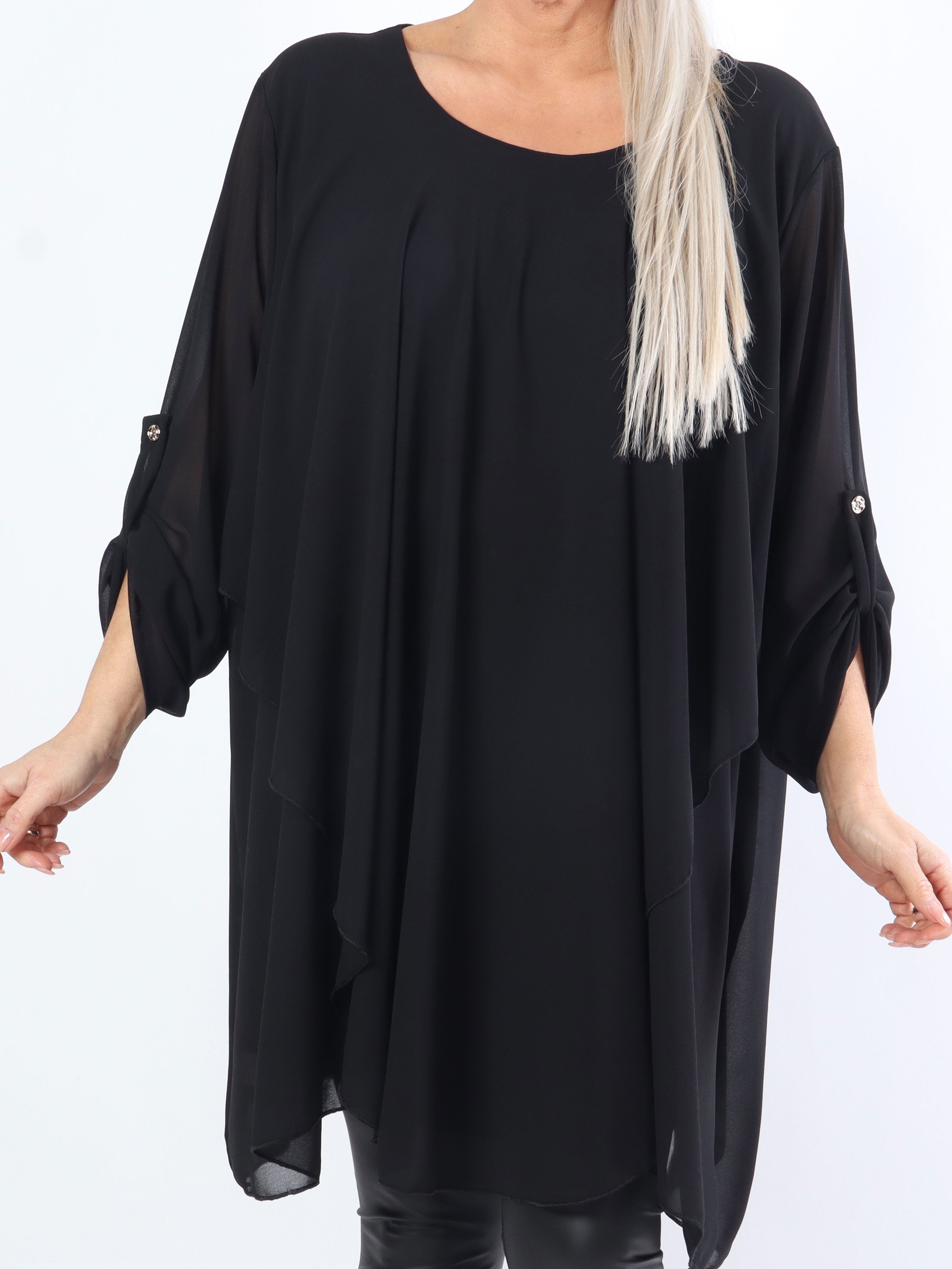 Wanda long sleeve - Plus size tunikakjole i chiffon